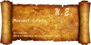 Mendel Ervin névjegykártya